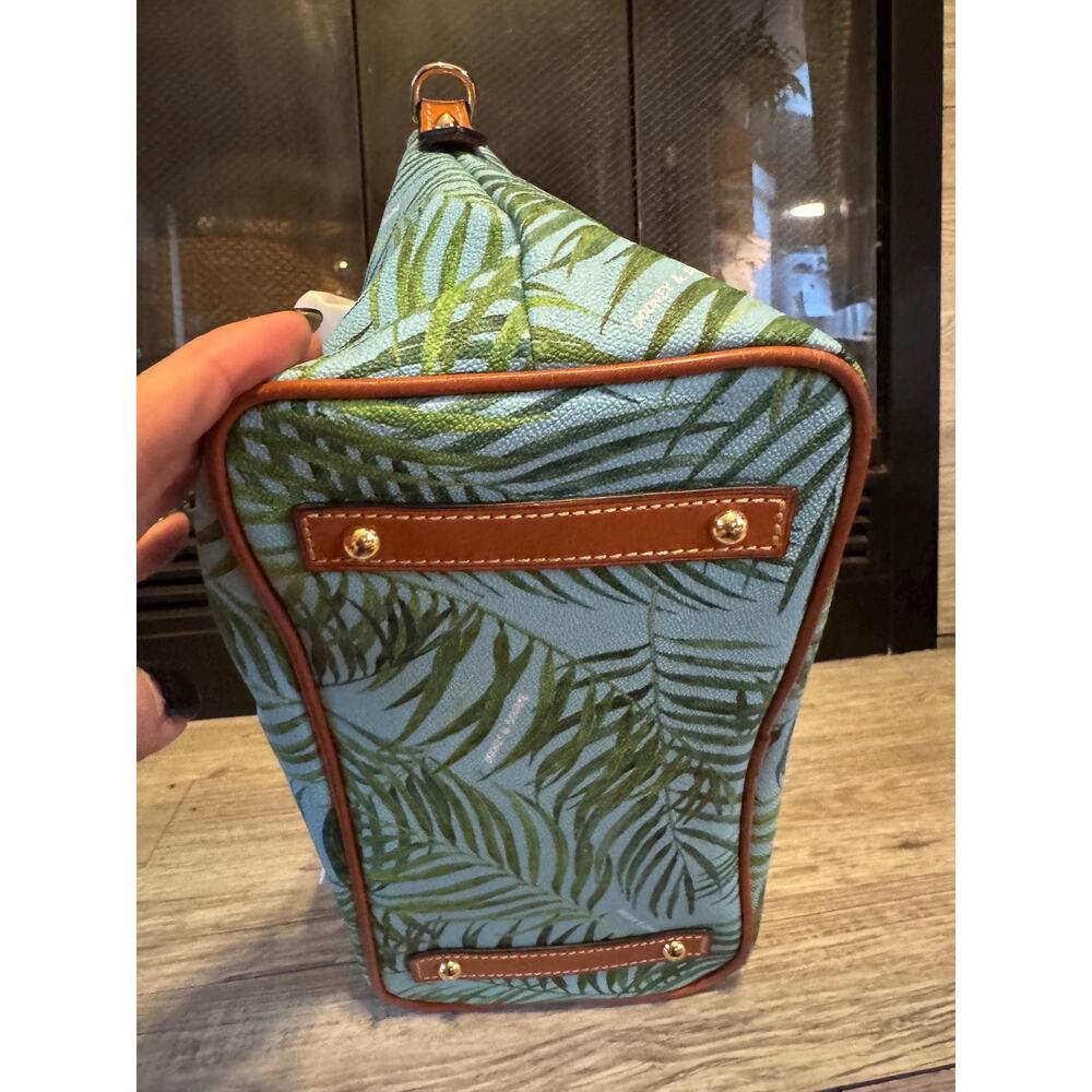 Dooney & Bourke Tropical Fern Satchel Handbag Sky Blue Green (11.5x9x6 inches) - Picture 13 of 14